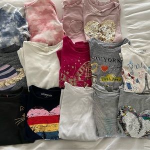 Lot of 14 long Sleeve Shirts Girls Small 6-7 JCrew Cat and Jack, Gap, Old Navy
